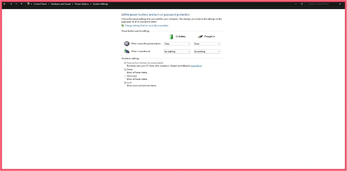 Enable disable Fast Start up using Control Panel