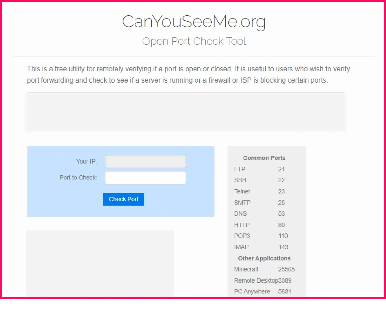 online port checker website canyouseeme.org