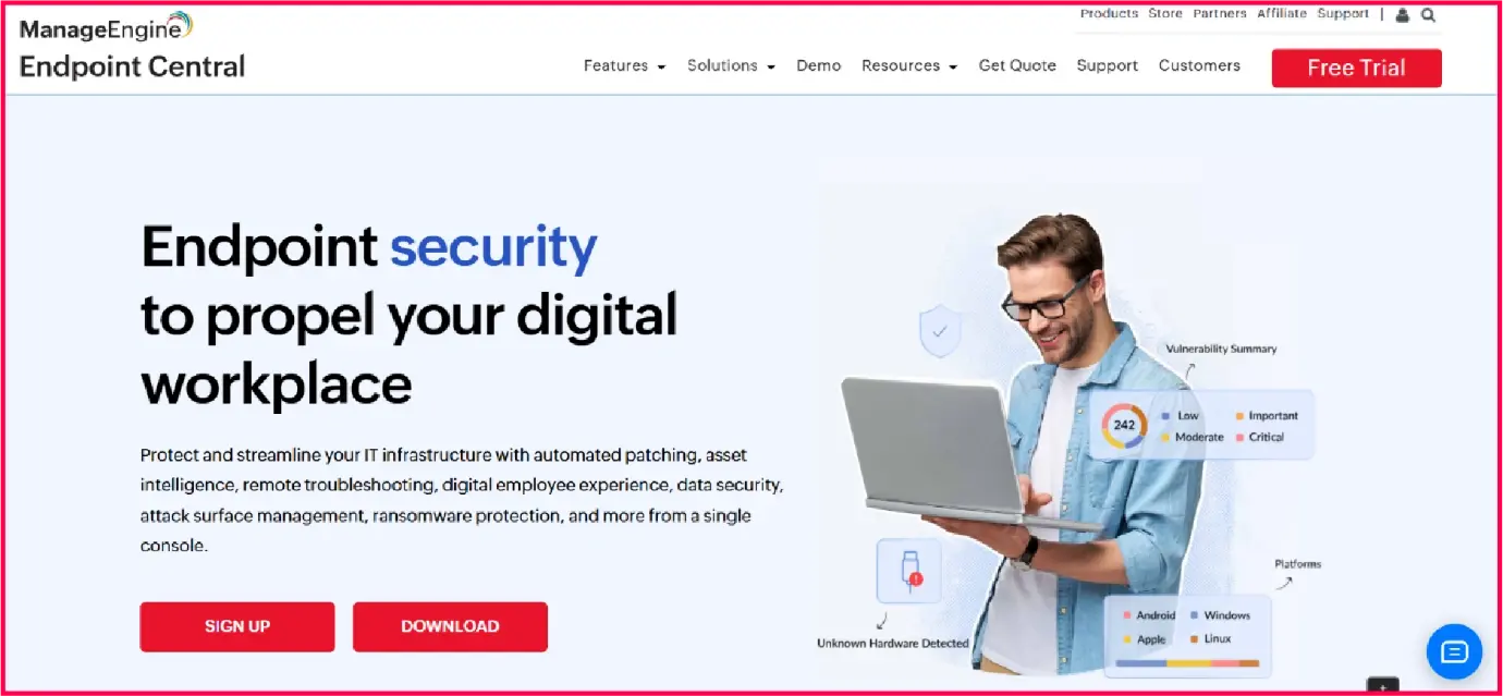 ManageEngine Endpoint Central offers endpoint management tools