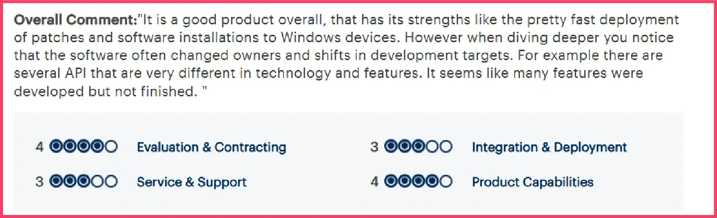 Gartner review of Ivanti as a legacy platform