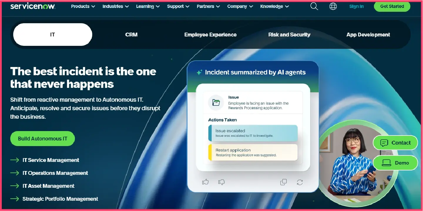 ServiceNow homepage
