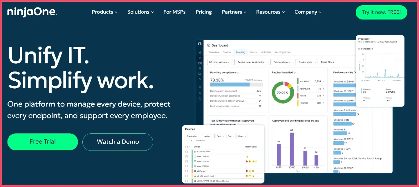 NinjaOne cloud-native ManageEngine alternative for endpoint management and patch automation