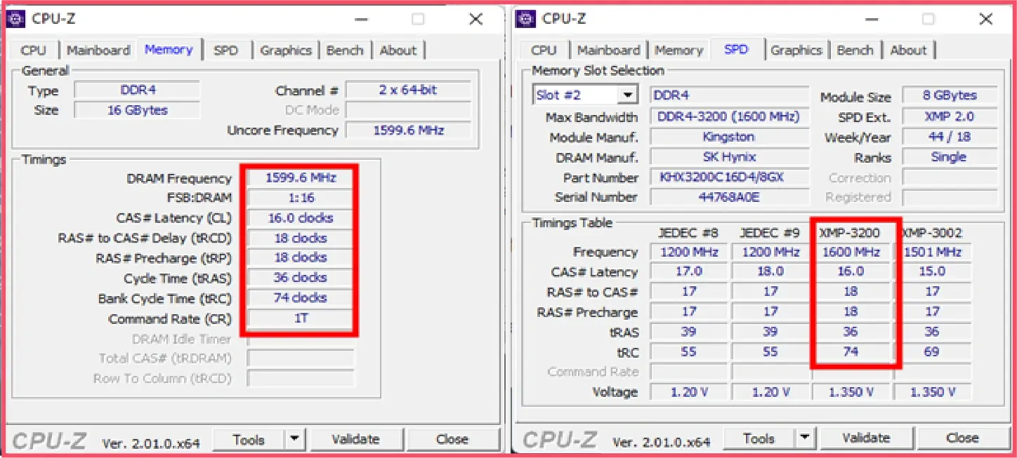 Check memory information usingCPU-Z