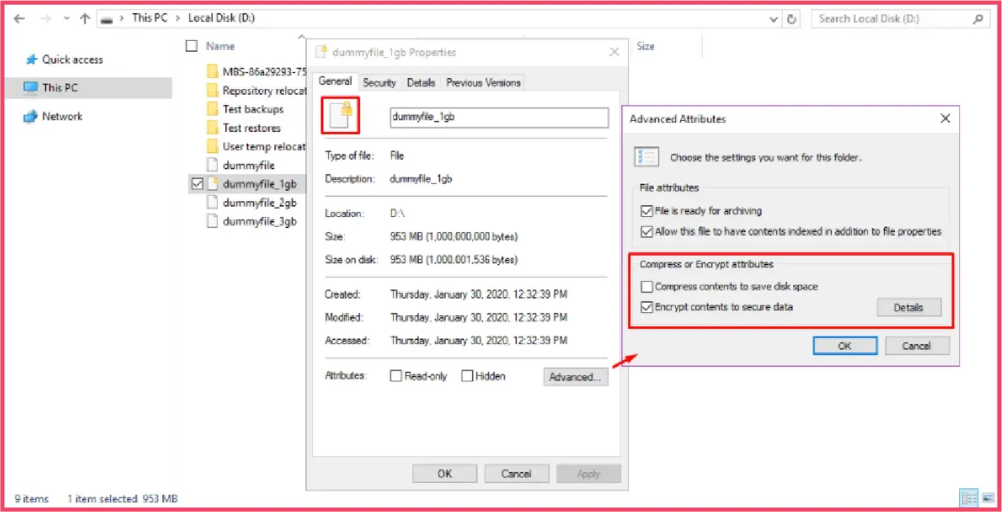 Encrypting a file with EFS