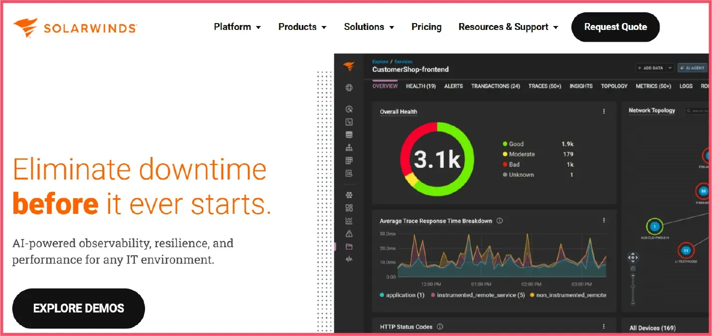 SolarWinds network monitoring ManageEngine alternative