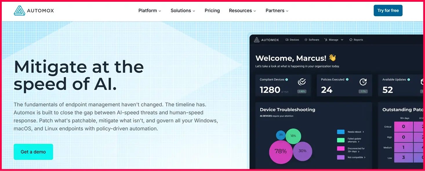 Automox cloud-based patching across mixed endpoints