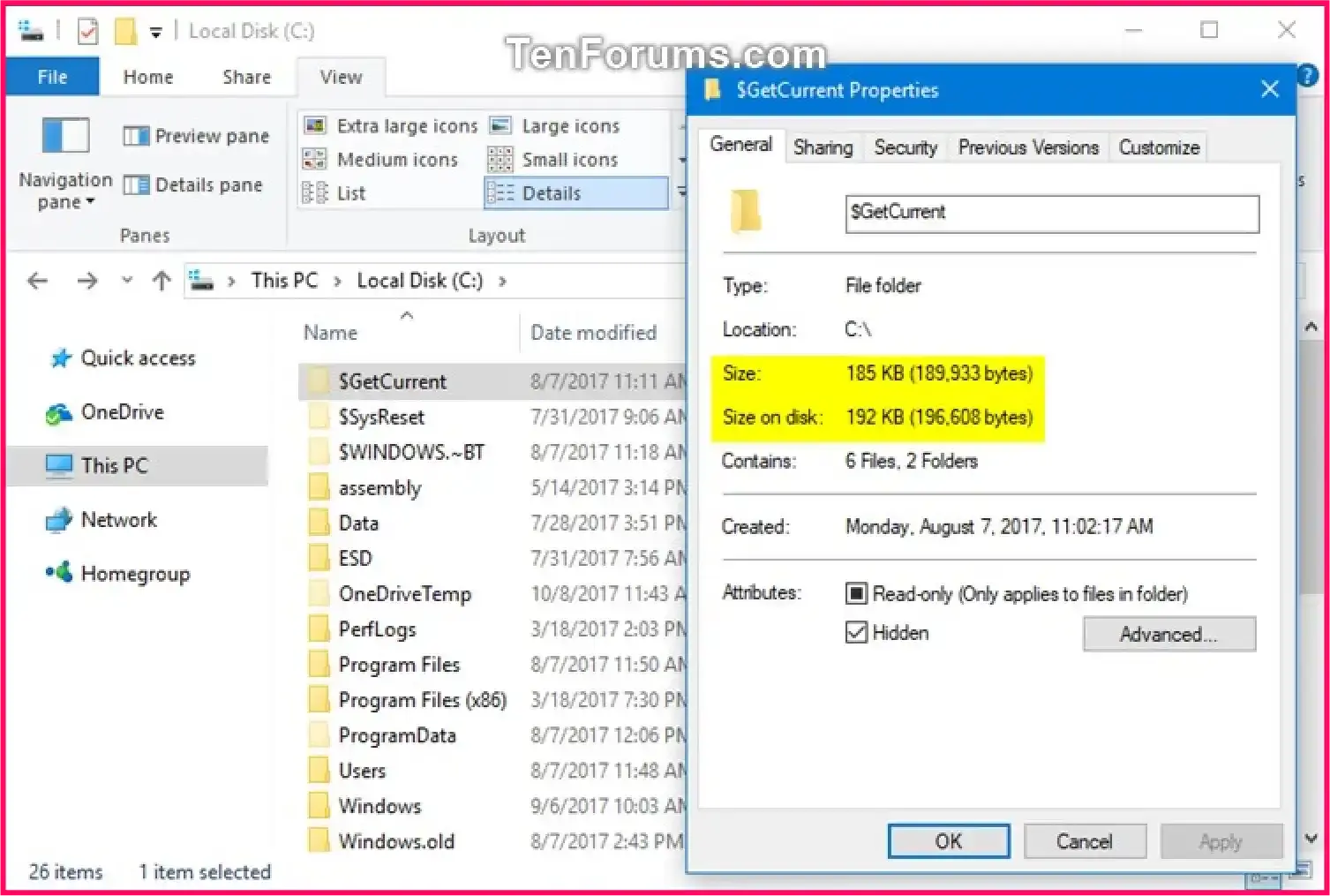 Deleting GetCurrent folder using file explorer