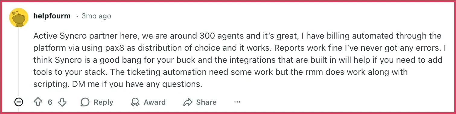 Review of Syncro automated billing and Pax8 sync