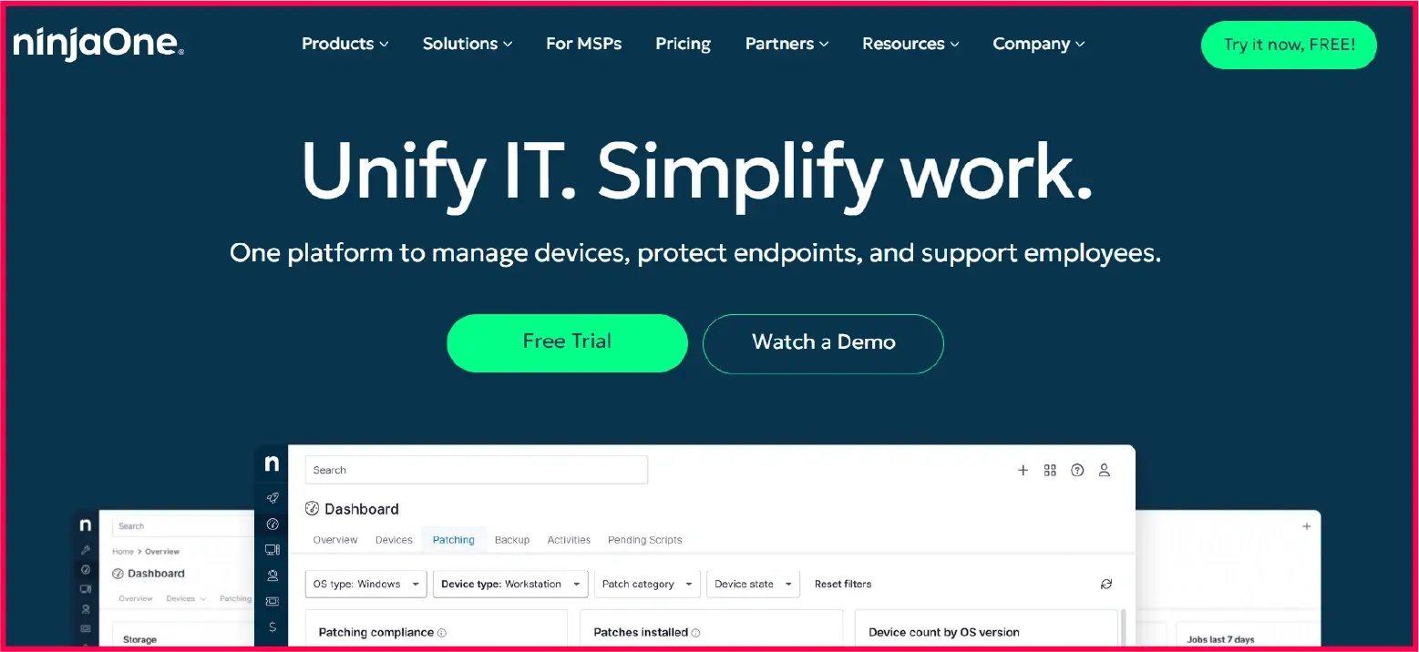 NinjaOne unified IT operations platform for RMM heavy needs