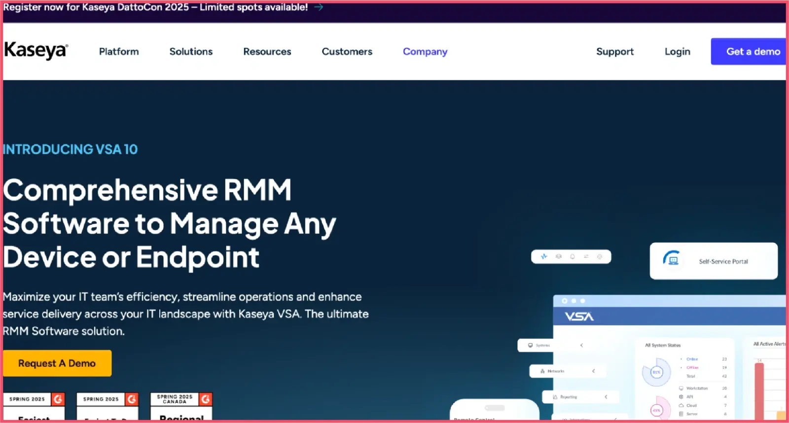 Kaseya website homepage