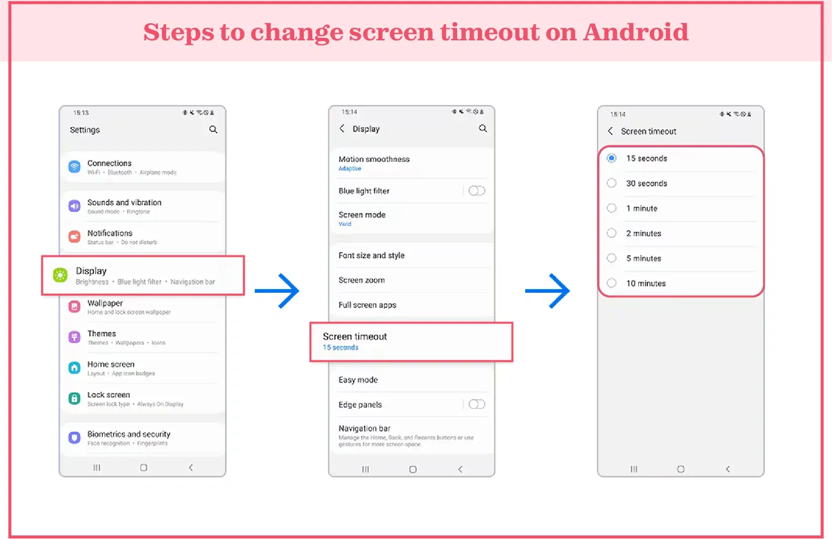 Change screen time out on Android