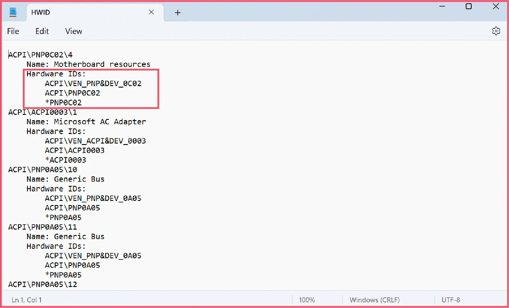 How to check HWID using DevCon