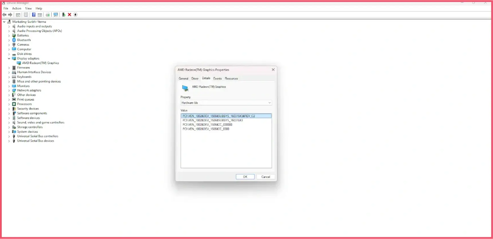 How to find HWID using device manager