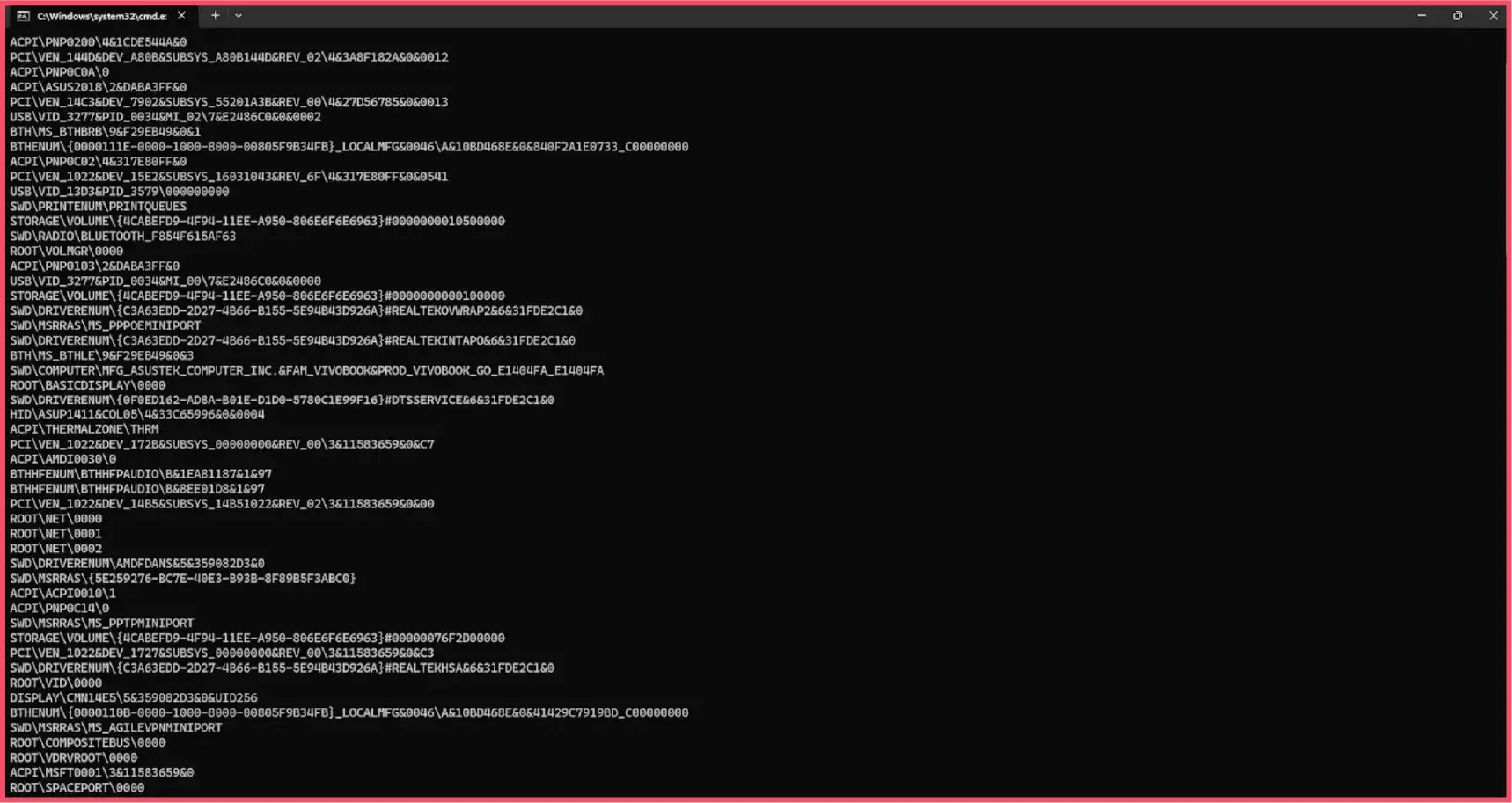 list of all device IDs