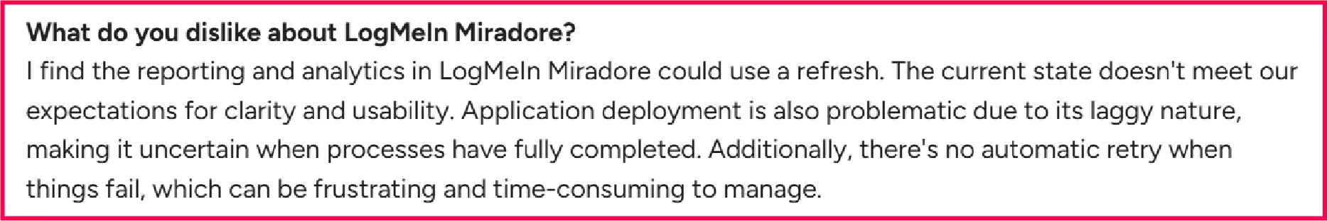 Miradore user review about the application deployment workflows