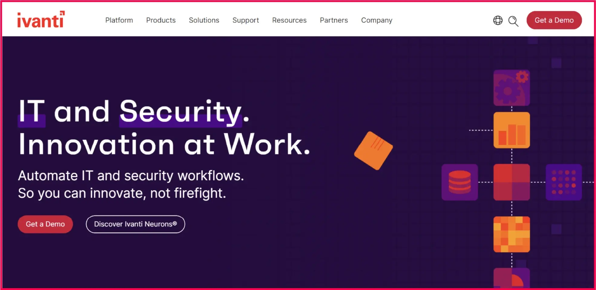 Ivanti homepage showing mobile device management platform