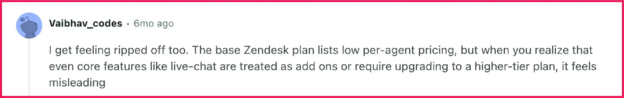 Reddit review about Zendesk
