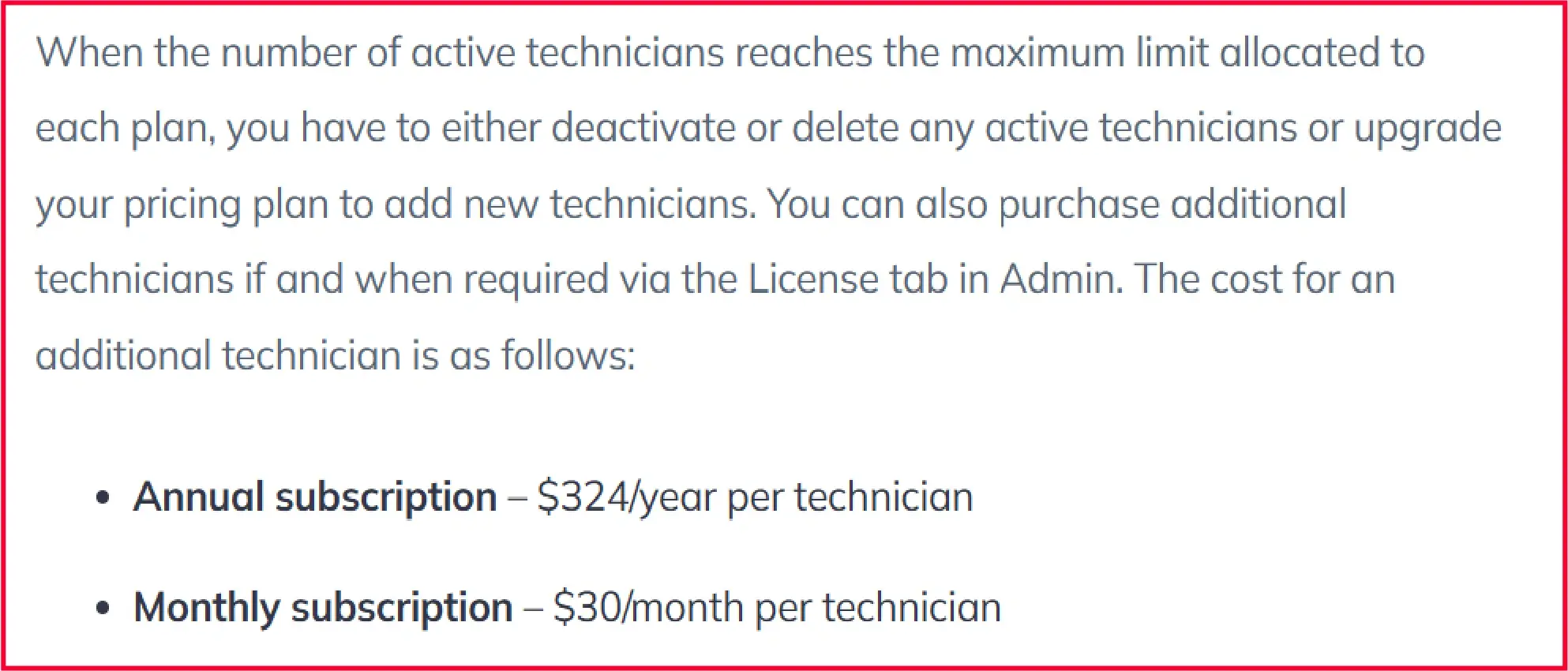 Hexnode pricing plans for adding extra technicians