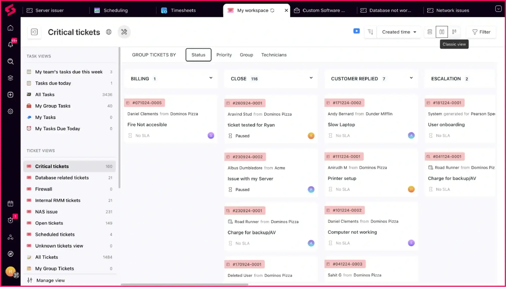 Organize and prioritize tickets with SuperOps IT ticketing system