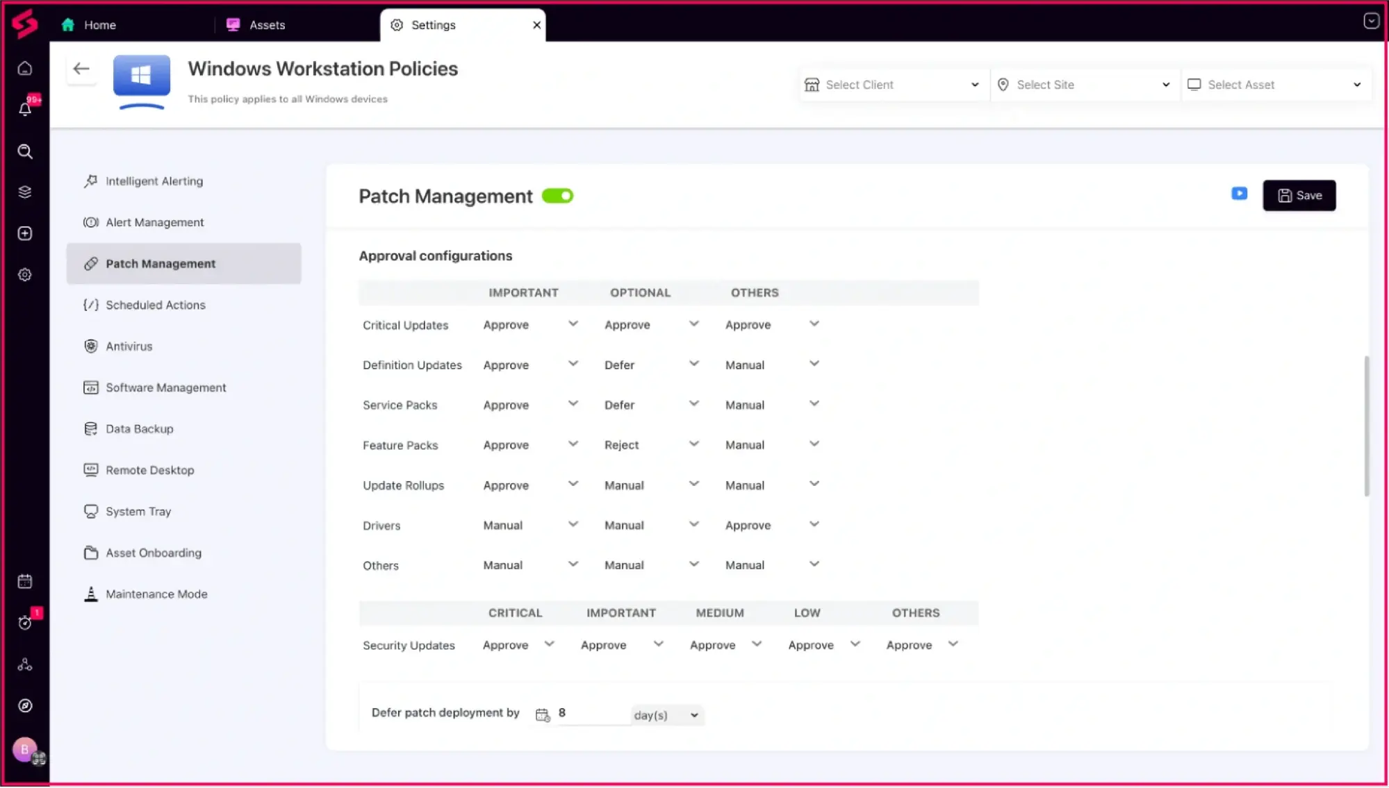 SuperOps patch management software