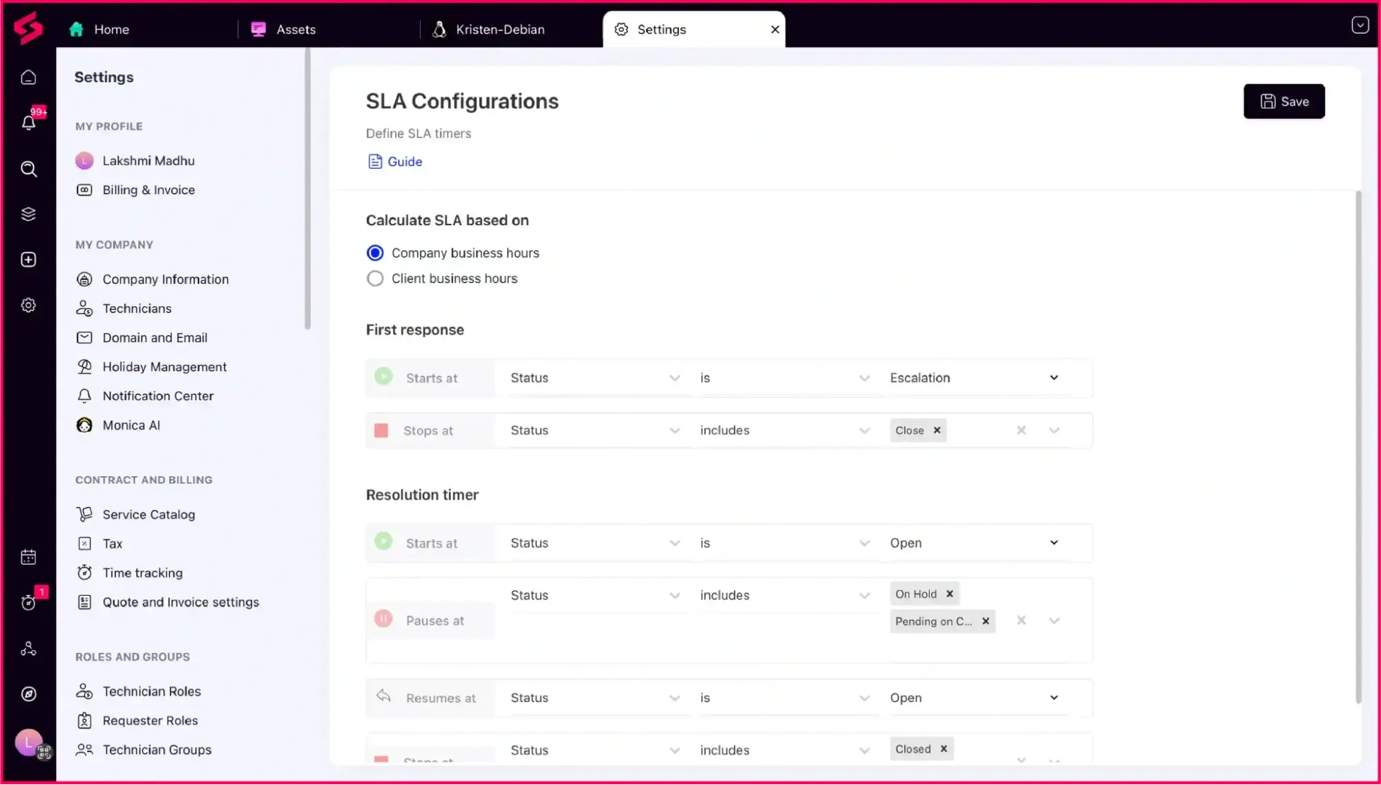 Automate workflows and SLA tracking in SuperOps IT ticketing system