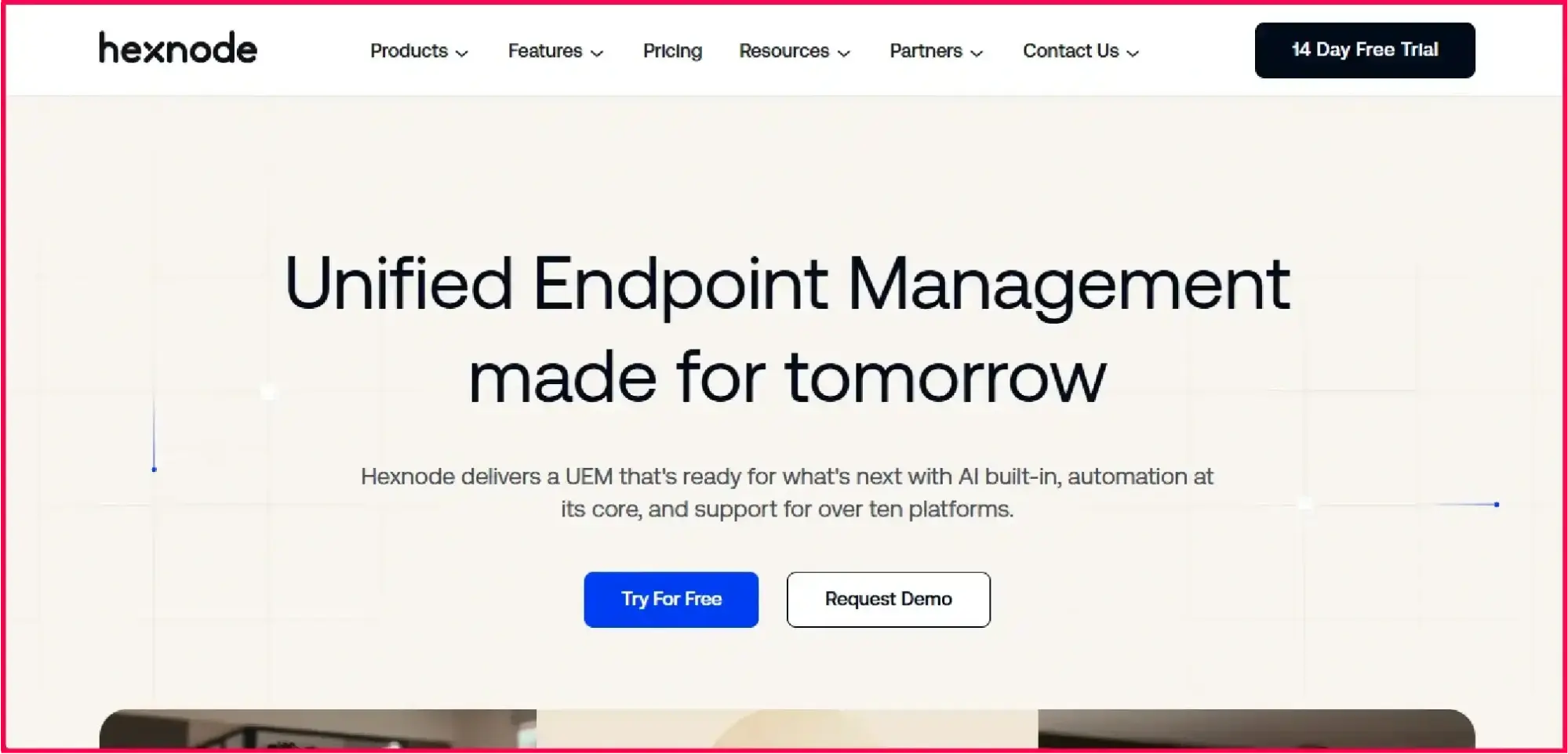 Homepage of Hexnode.