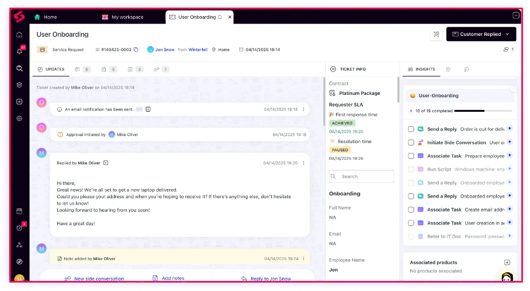 SuperOps Unified runbooks interface