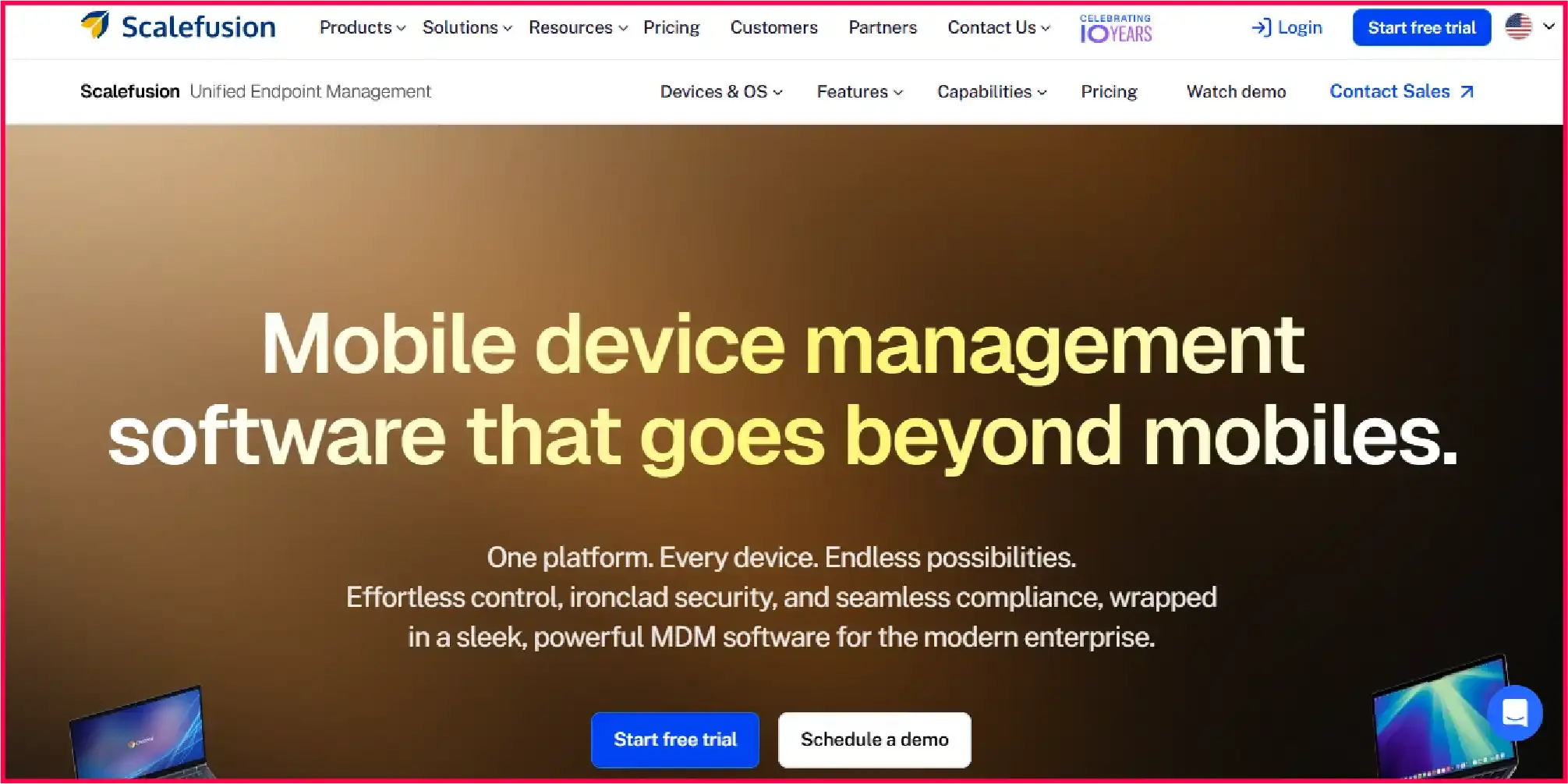 Scalefusion MDM webpage