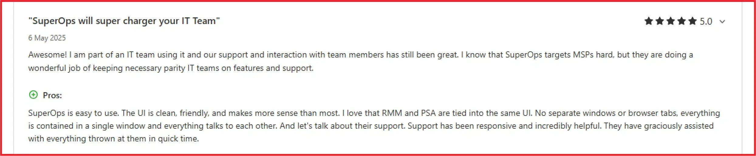 Best Ninjaone Alternative SuperOps Unified RMM G2 review about ease of use