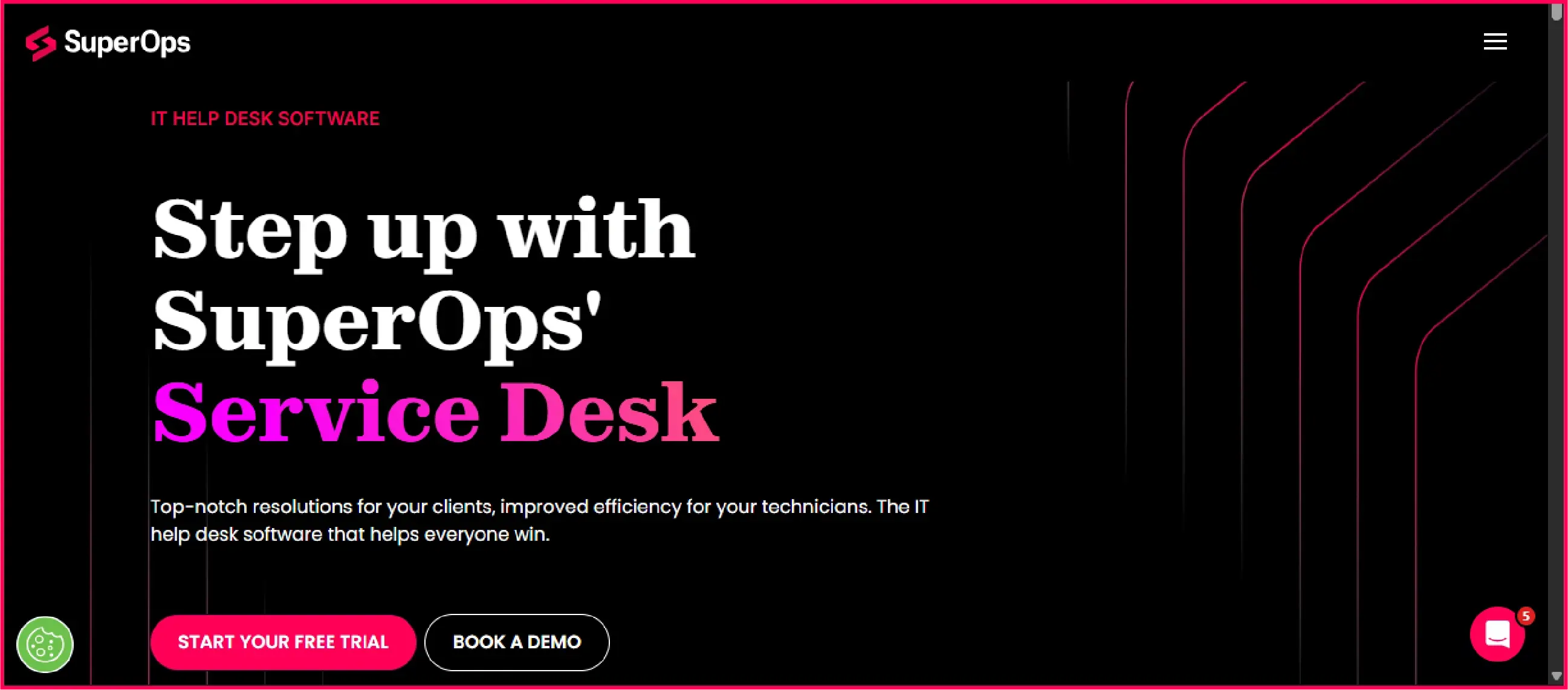 SuperOps website service desk page