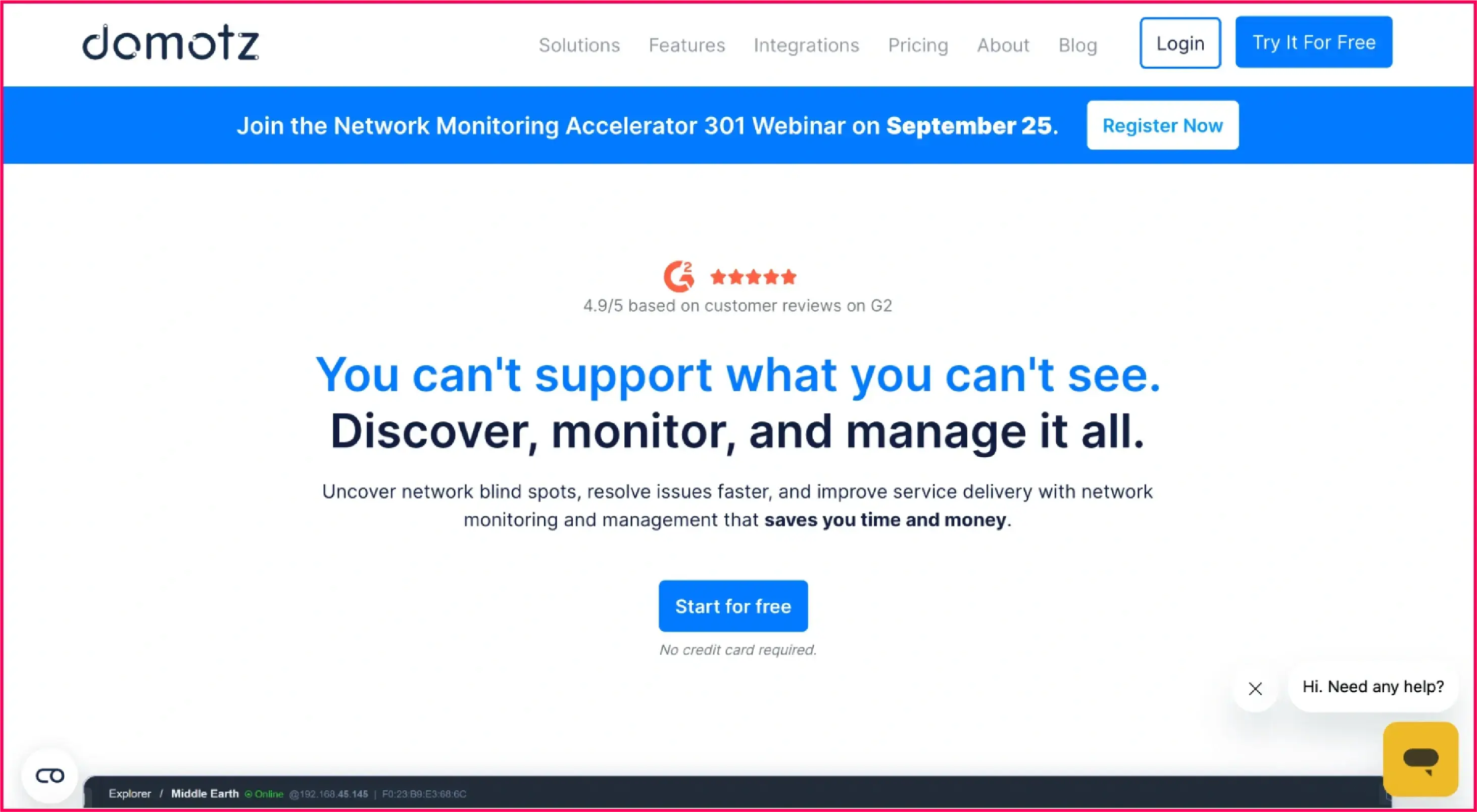 domotz website homepage