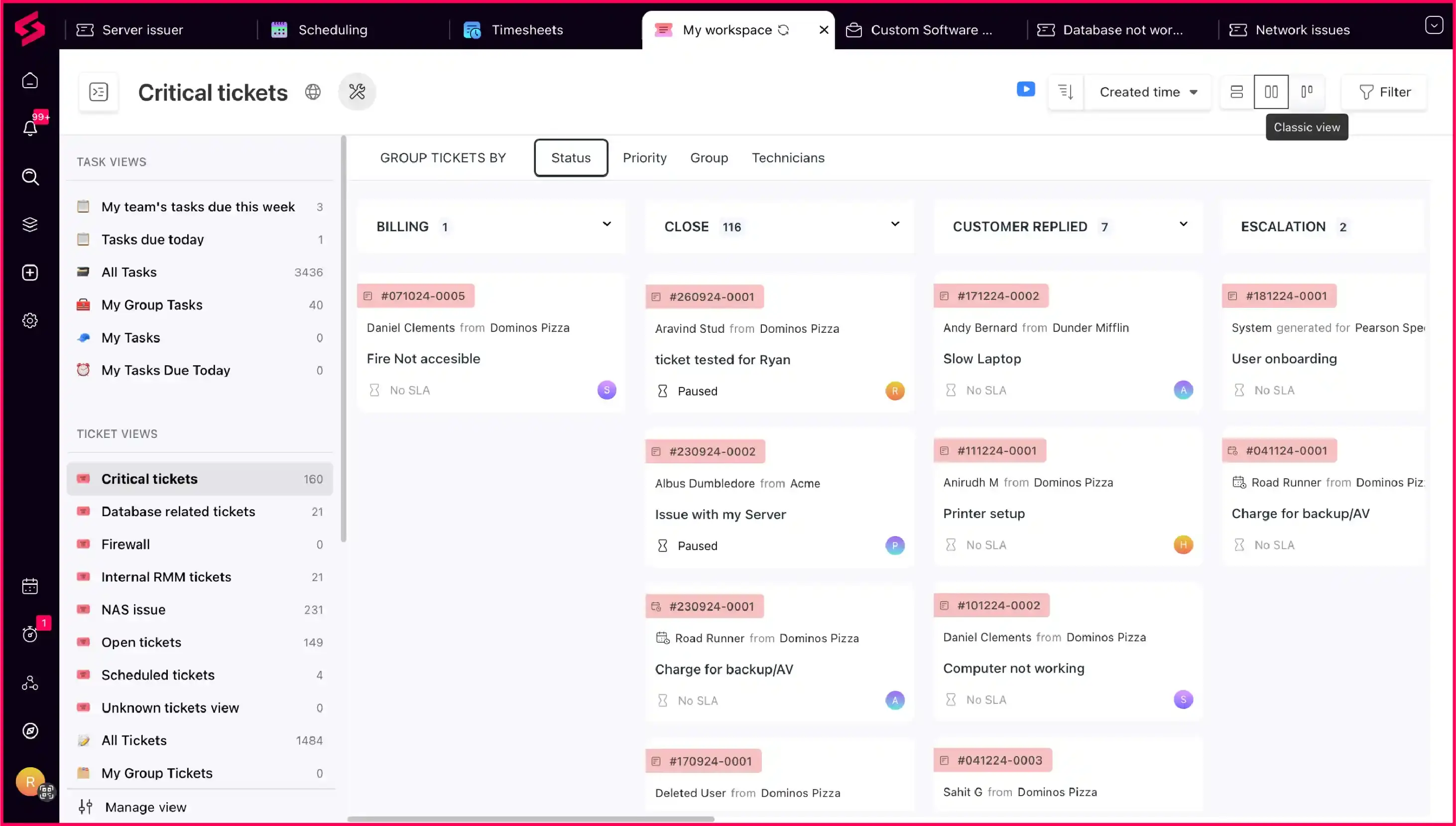 Organize and prioritize tickets with SuperOps IT ticketing system