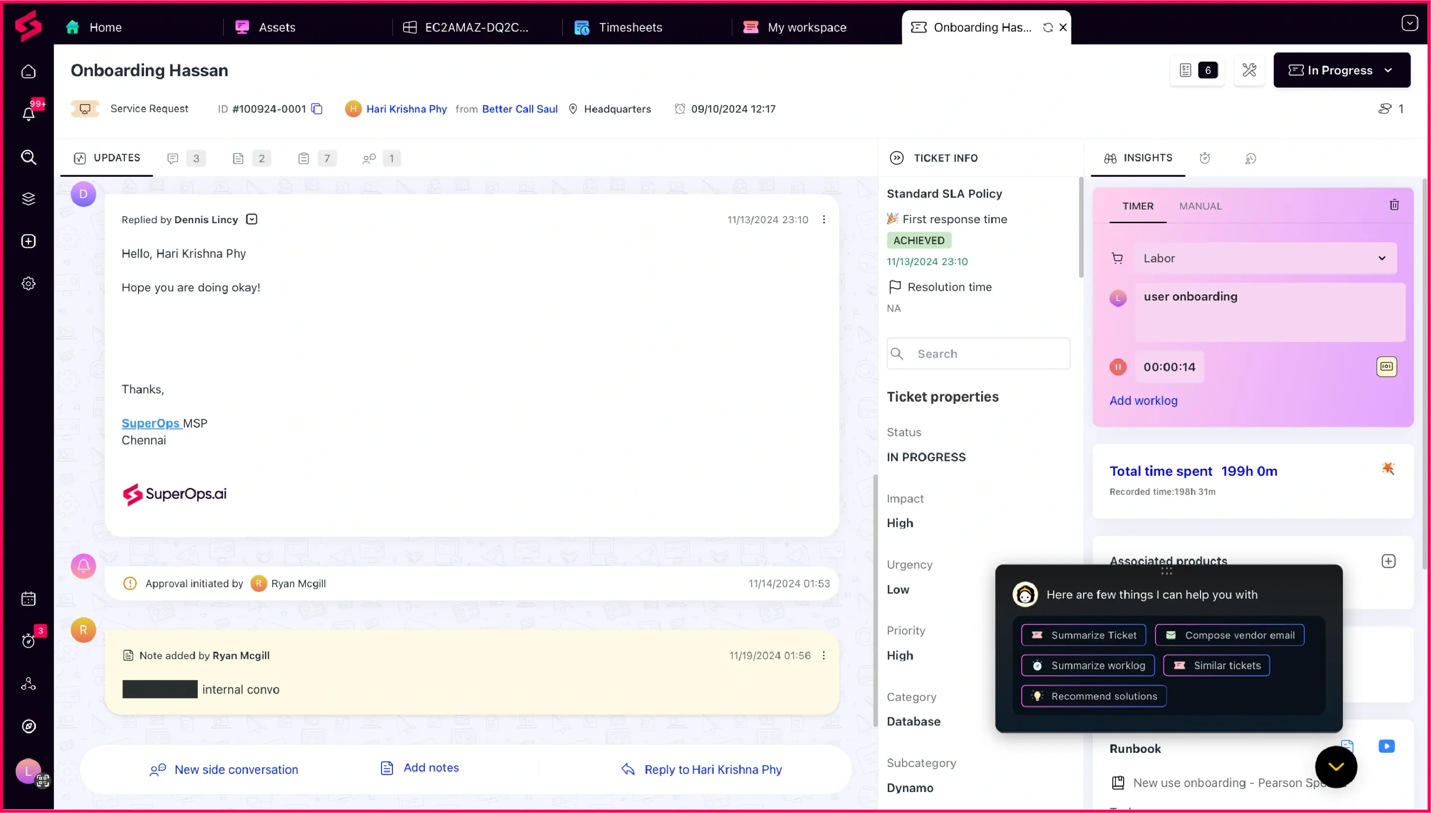 SuperOps ticketing system