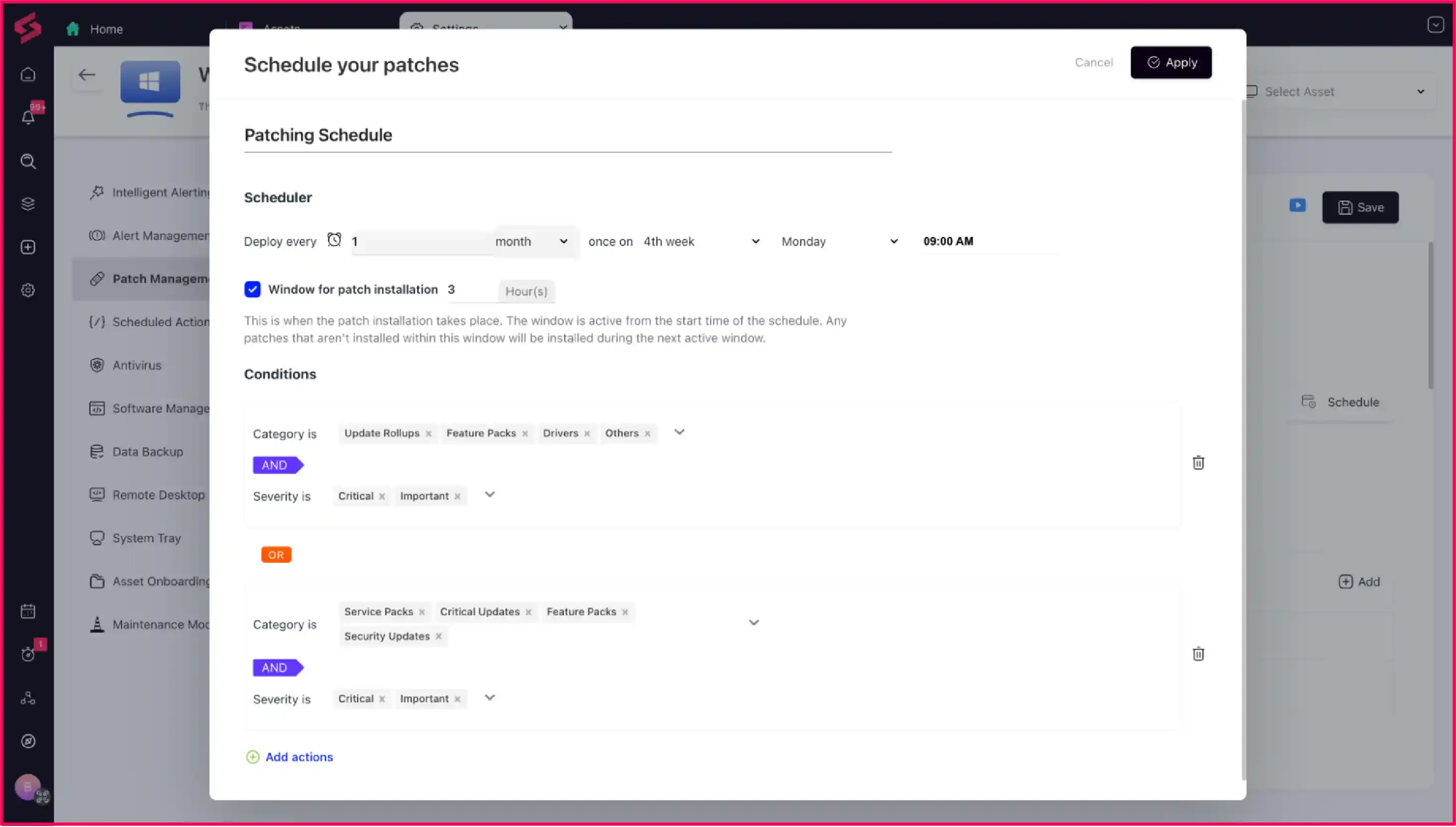 OS patching with SuperOps
