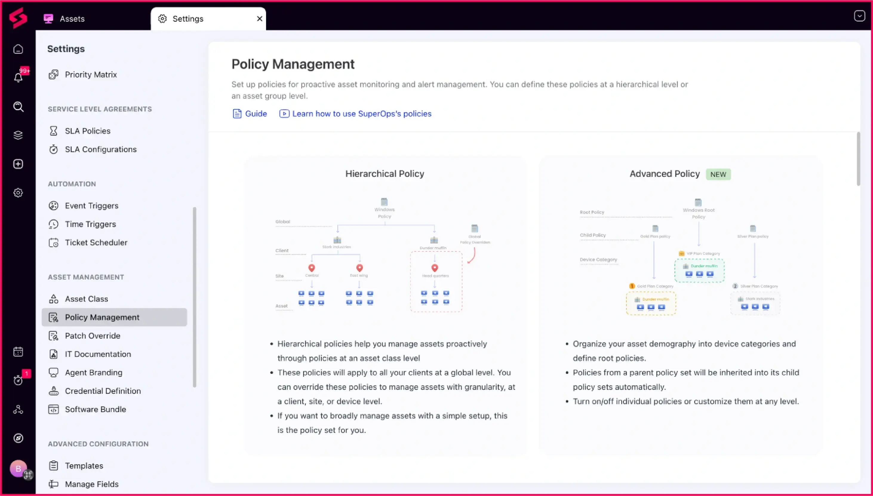 SuperOps’ policy management module