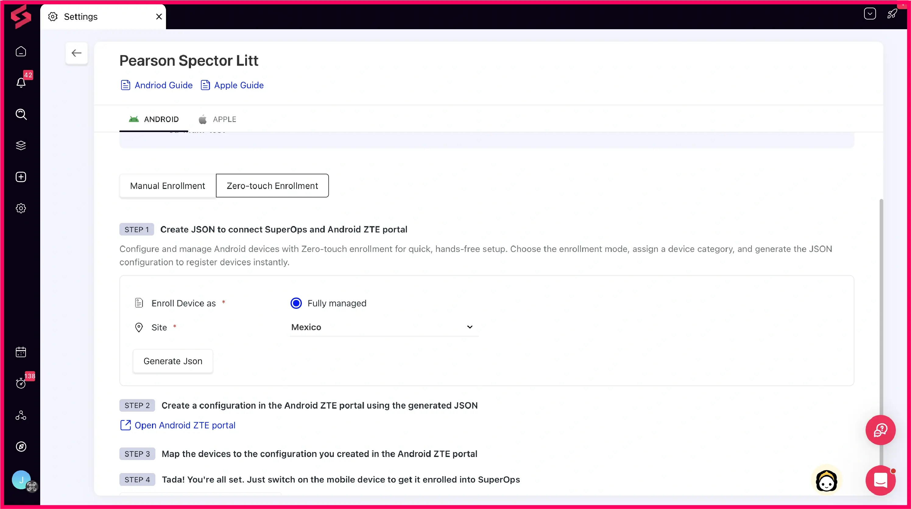 Zero touch enrollment on Android devices