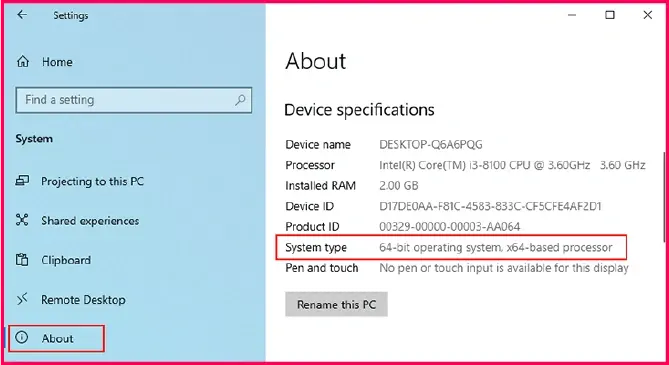 Checking system type on Windows