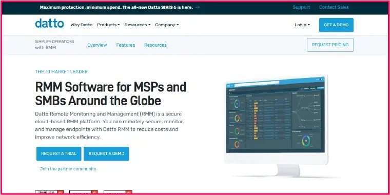 Datto websites RMM page