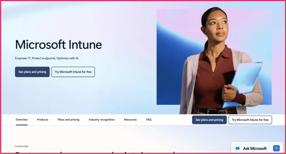 Microsoft Intune product page.