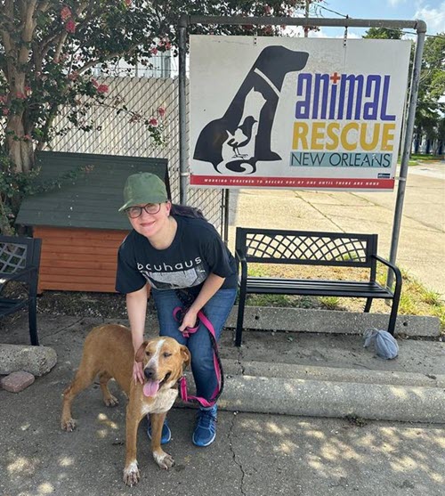 Central Casting Louisiana team member Margaret volunteering with ARNO