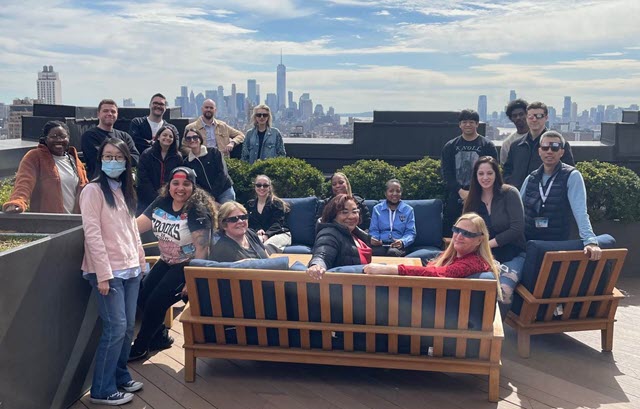 EP New York Team on rooftop for eclipse watch