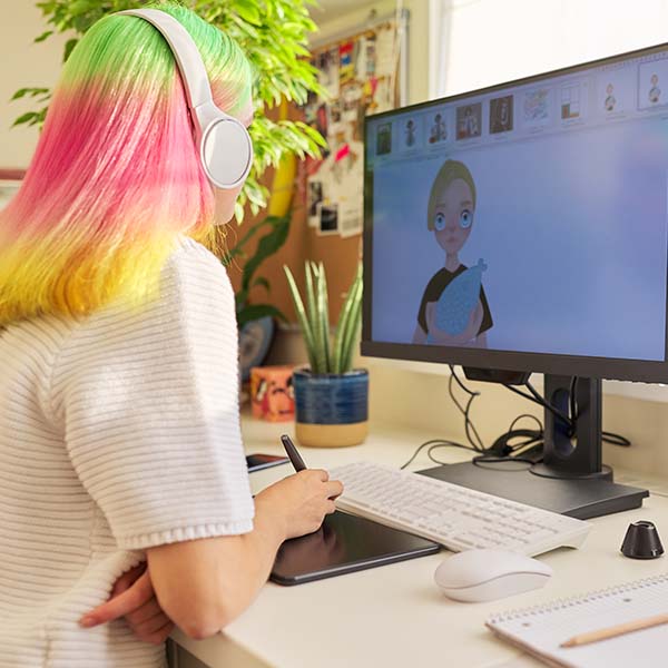 EP Blog-image of a woman animating a character on her computer-Animation Incentives Around the World