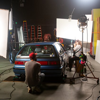 USC Partnership Student Project On-Set Back of car