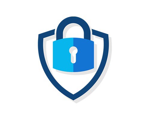 security padlock on a shield