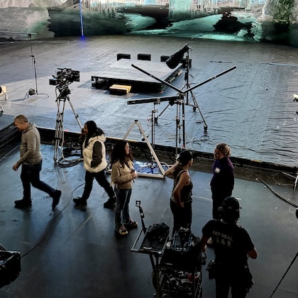 Young filmmakers on a film set