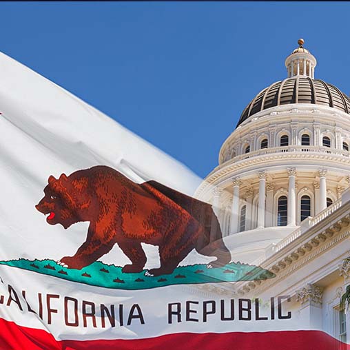 square image-California state capitol and flag-tax incentive increase support