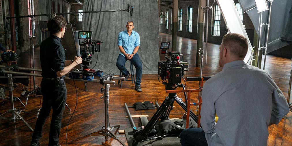 Producer and talent on set navigating production incentives in Hollywood