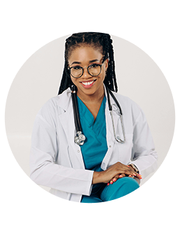 Doctor wearing stethoscope white lab coat