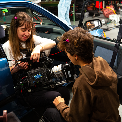 USC Partnership Student Project On-Set Camera Setup Passenger Door of car