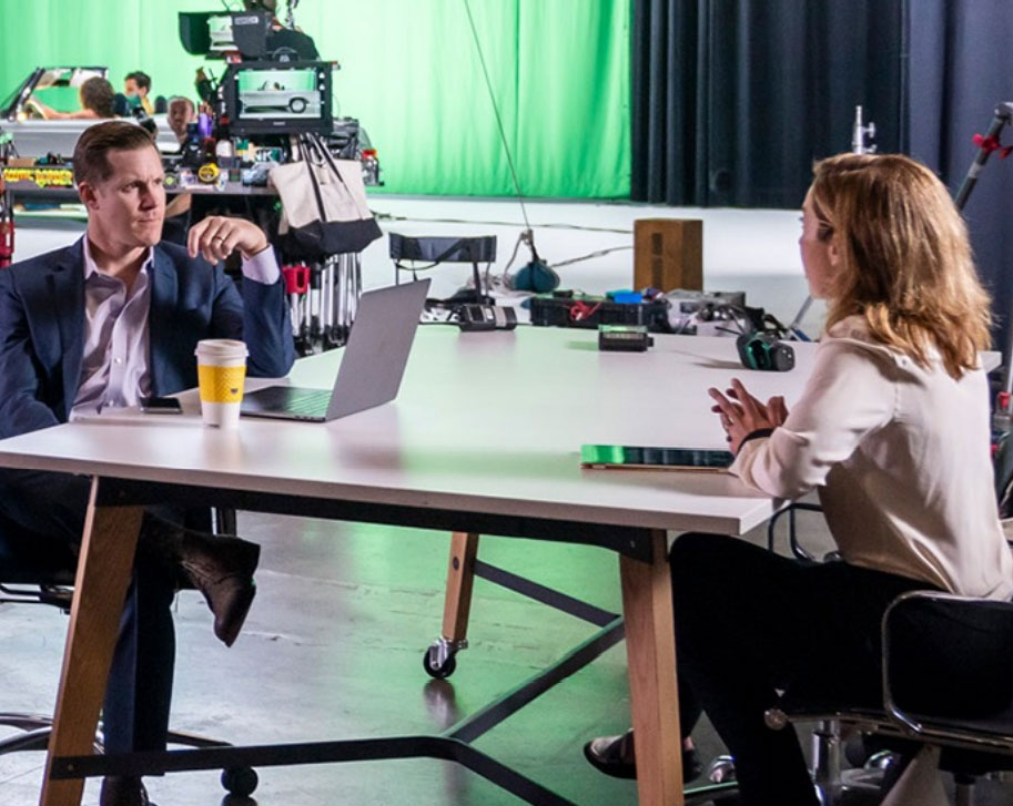 Production crew on film set